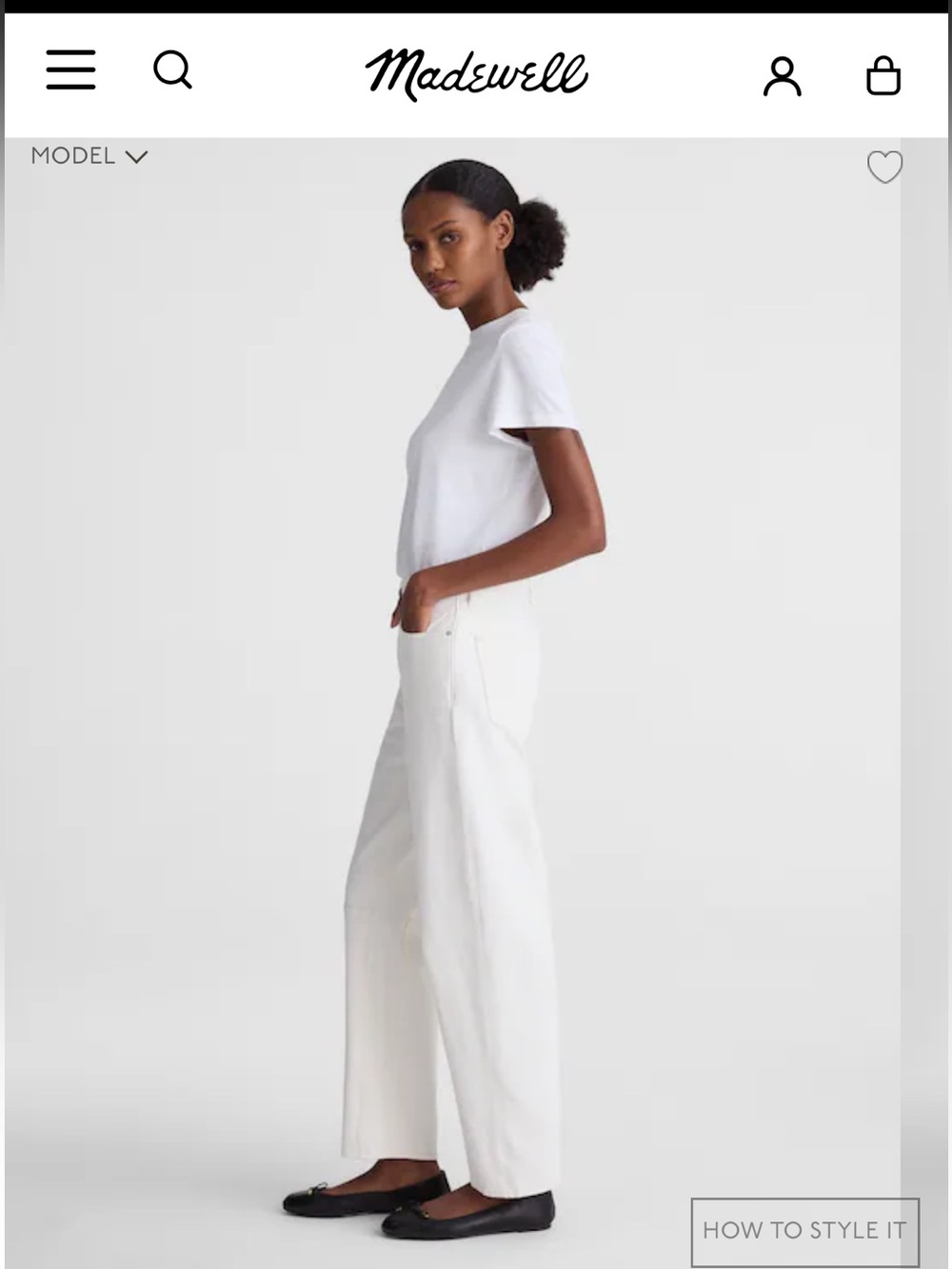 Madewell darted barrel-leg Jean in vintage canvas (off white)